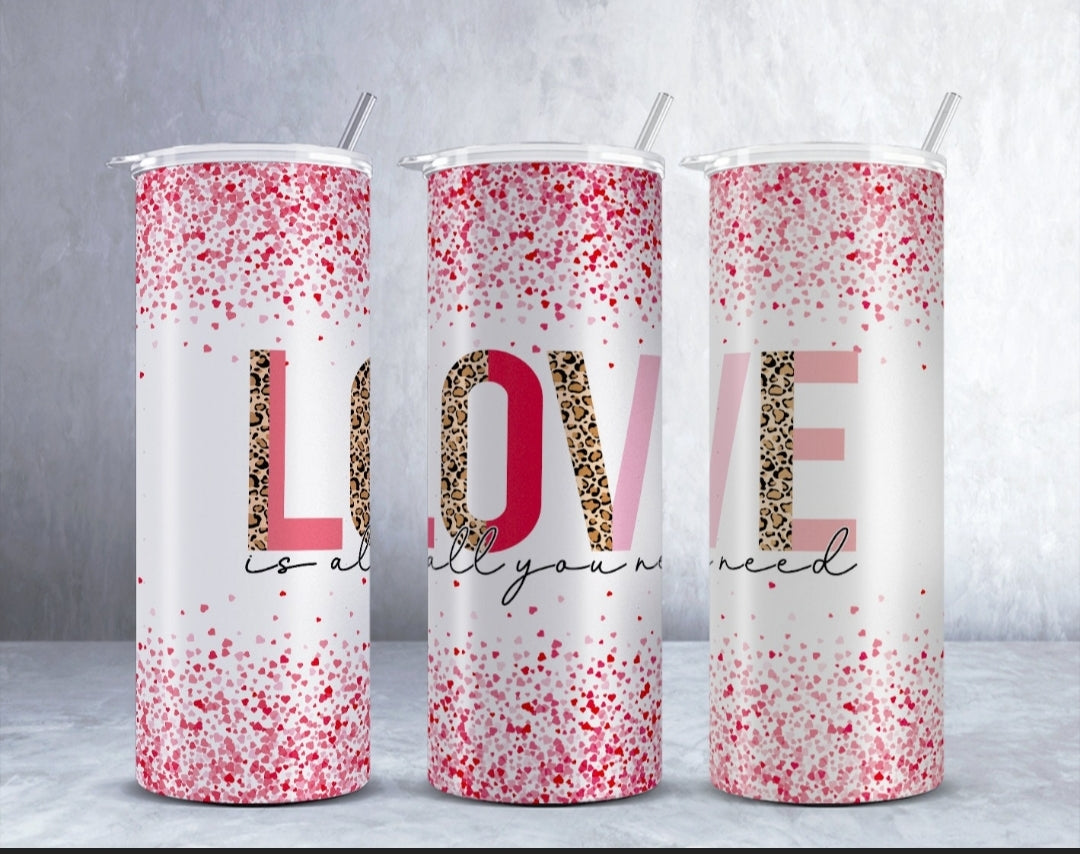 Leopard Print Hearts 20 oz Sublimation Tumbler -Valentine Tumbler Wrap