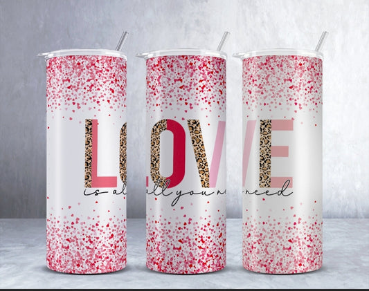 Leopard Print Hearts 20 oz Sublimation Tumbler -Valentine Tumbler Wrap